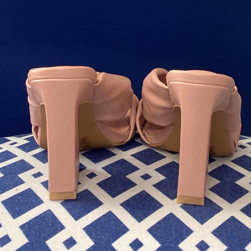 Pink square toe wrap knot thick heel mules by Cape Robbin - Picture 5 of 5